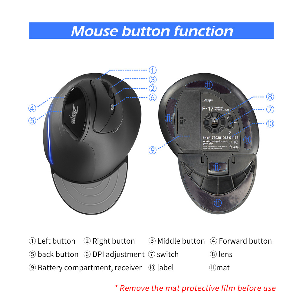 Drahtlose vertikale Maus für die rechte Hand, ergonomische Gaming-Maus, 2400 DPI, USB, optisches Handgelenk, gesunde Mäuse für PC-Computer