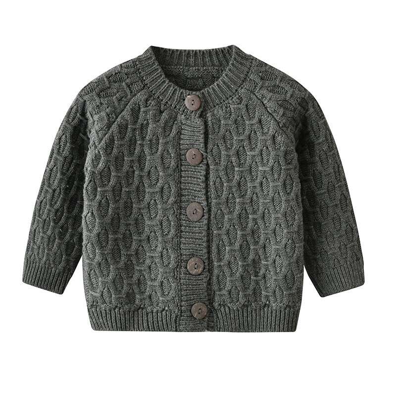 Bébé garçons filles pull vêtements automne solide tricoté à manches longues simple boutonnage manteau de tricot Cardigan veste 0-2Y: A / 90