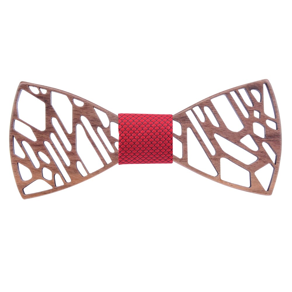 noyer en bois nœud papillon hommes irrégulier Floral creux sculpté bois noeud papillon costume Shrit robe de mariée accessoires Grvata cravate: 04