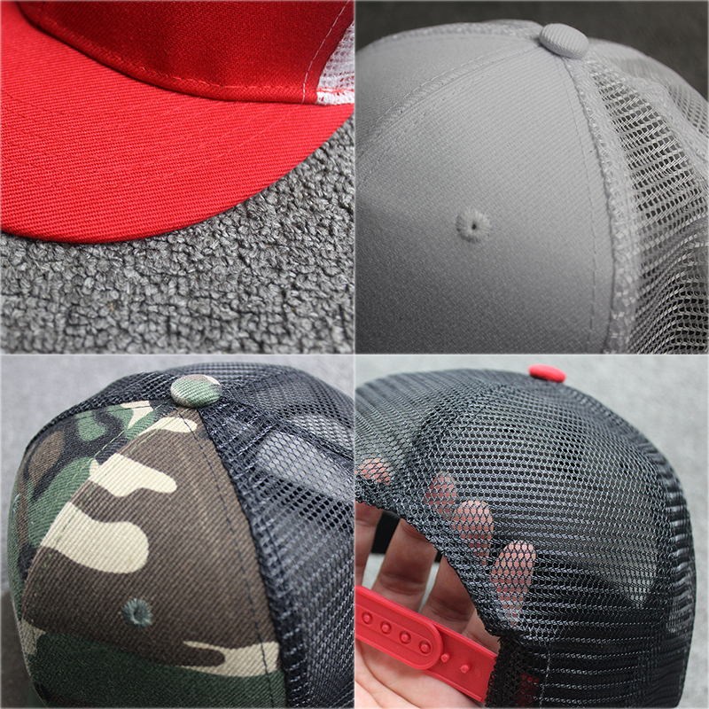 Top bomuld flad skygge camo baseball cap mesh snapback hip hop hatte camouflage sort hvid rød grå kongeblå