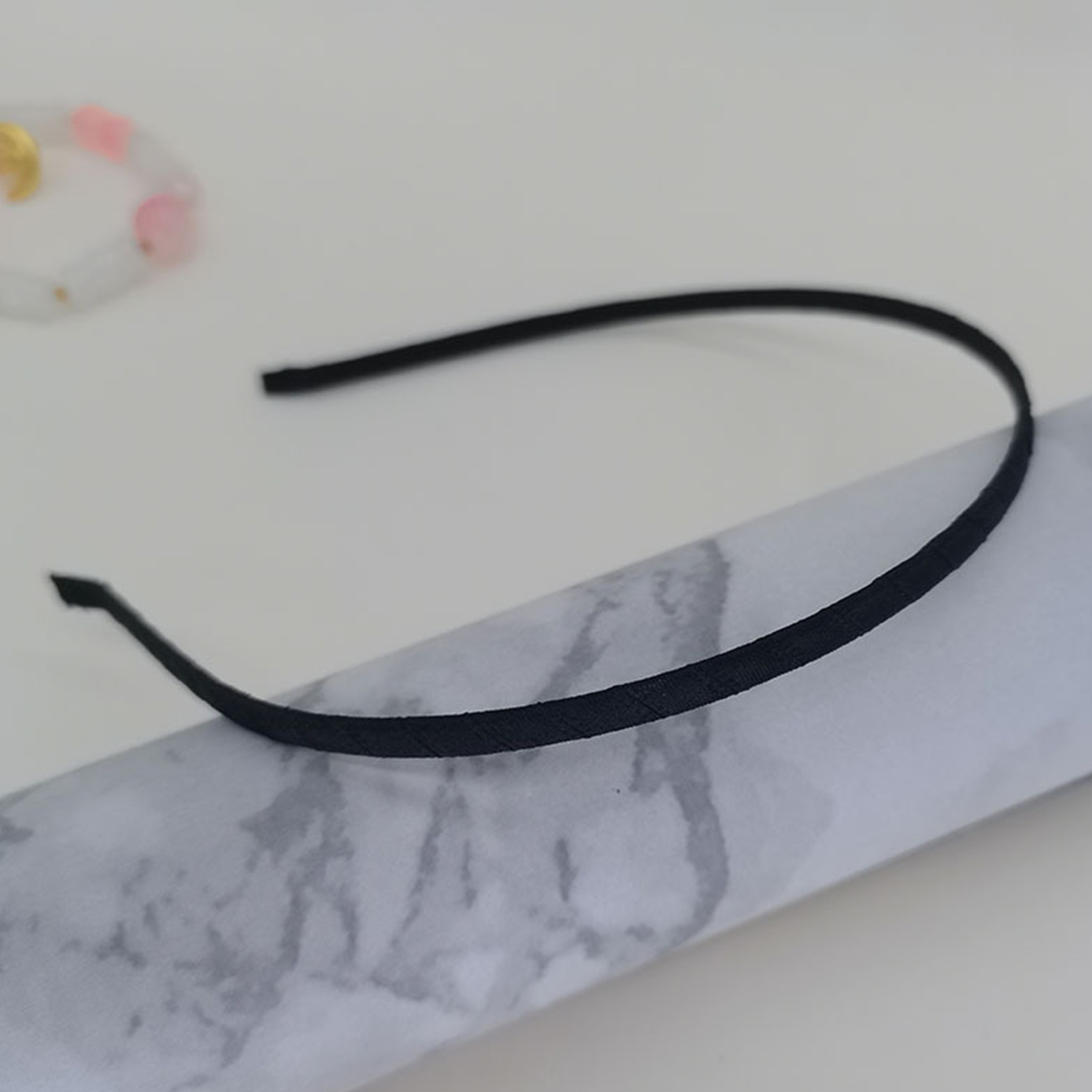 Diadema de tela de 5mm para niños, diadema de Aro para la cabeza, banda para el cabello, diadema para niños, ajuste de Base delgada estrecha, accesorios para el cabello DIY: Negro