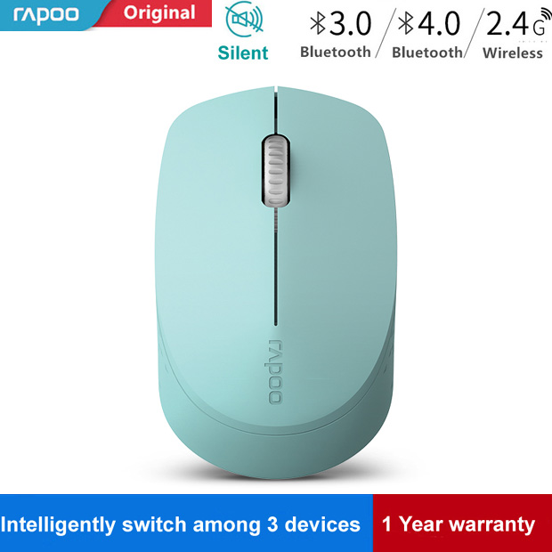 Rapoo – Mini-souris optique sans fil, silencieuse, avec Bluetooth, 3.0/4.0 RF, 2.4 ghz, pour PC et Laptop Windows, nouveauté: Green