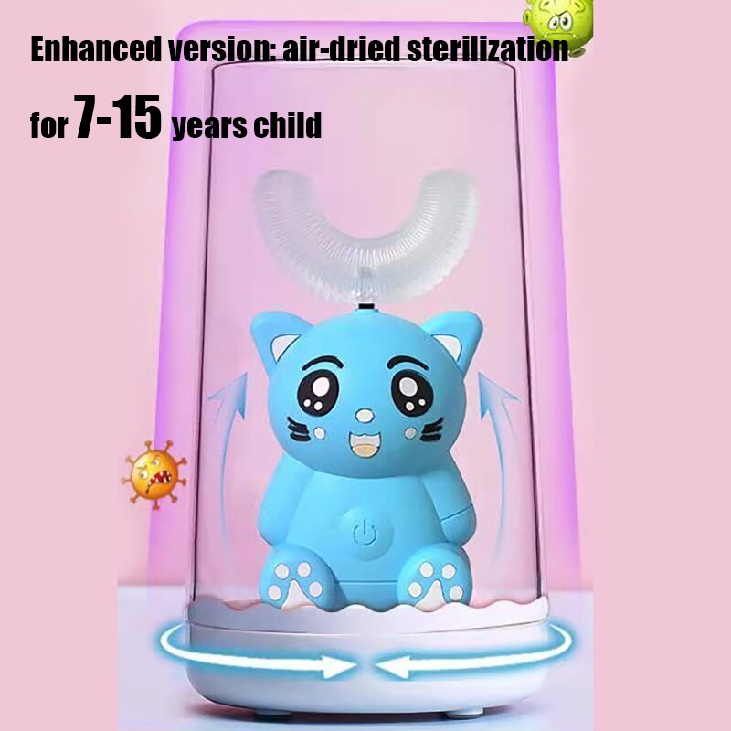 Smart U-Shaped Electric Toothbrush Kids Silicon Automatic Ultrasonic Teeth Tooth Brush Cartoon Pattern Children 360 Degrees Home: Uxingyashua-10