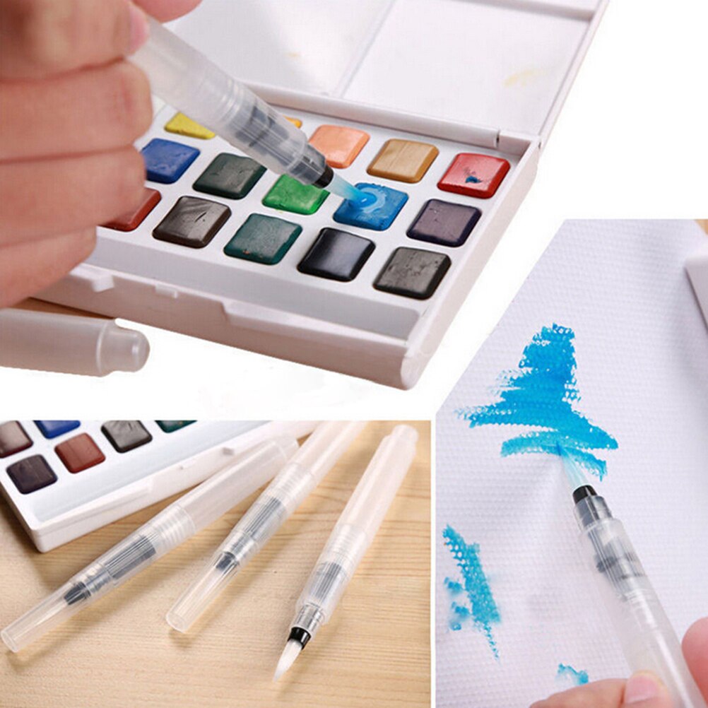 3PCS Refillable Drawing Painting Illustration Multi Function Water Brush Ink Pen for Water Color Calligraphy Stationery