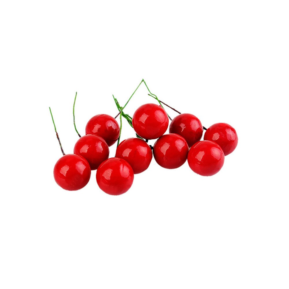 48Pcs Kleine Kunstmatige Fruit Bessen Met Stamcellen Nep Bloemen Cherry Meeldraden Diy Ambachtelijke Accessoire (Rood)