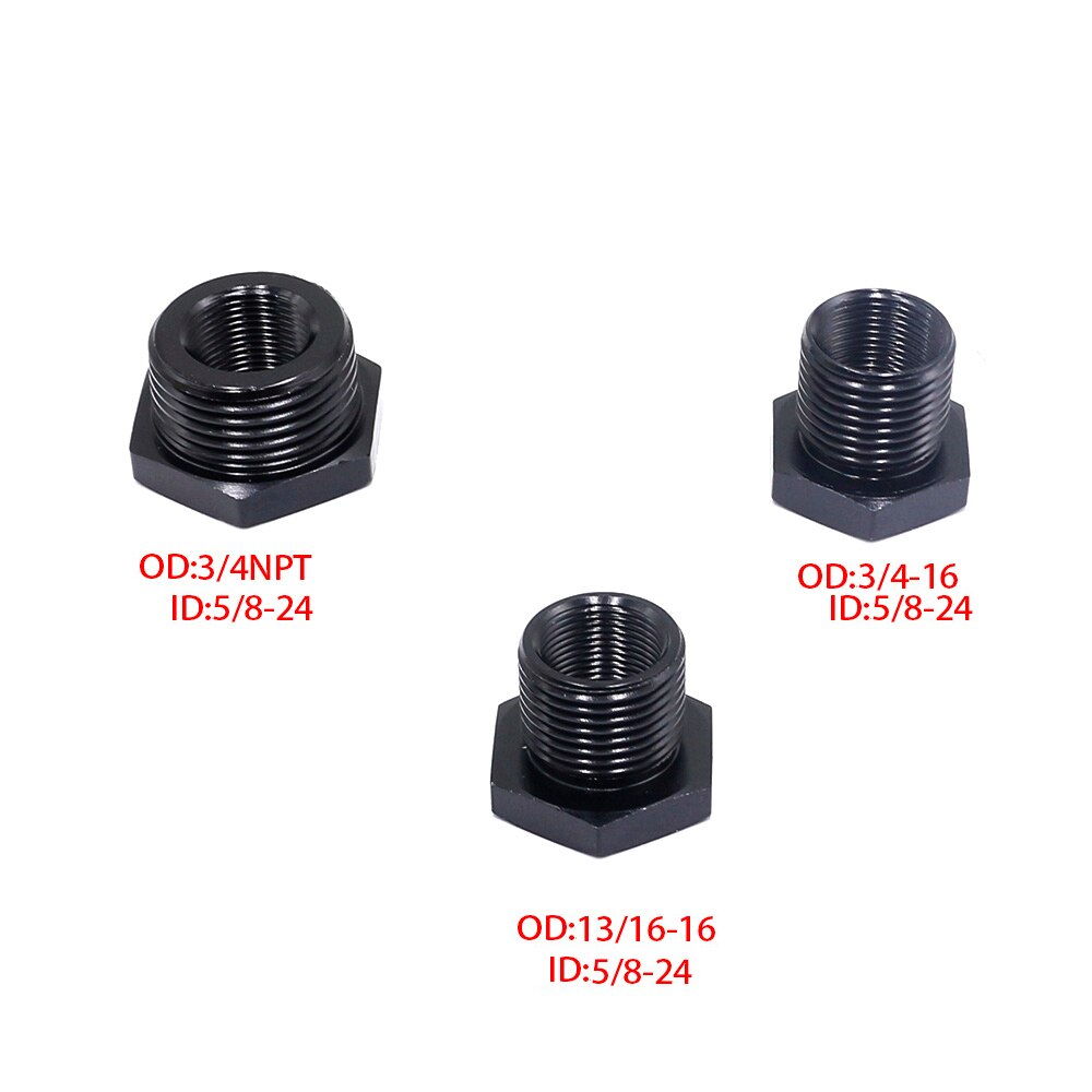 Aluminum Automotive Oil Filter Threaded Adapter 5/8-24 to 13/16-16 3/4-16 3/4 NPT Black Threaded Screw Adapter