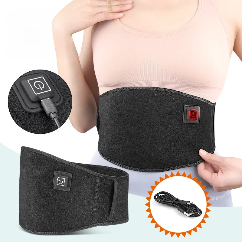 Electric Heated Waist Support Brace Pain Relief Lumbar Heating Pad USB Charging Magnetic Therapy Back Waist Belt Massage Band