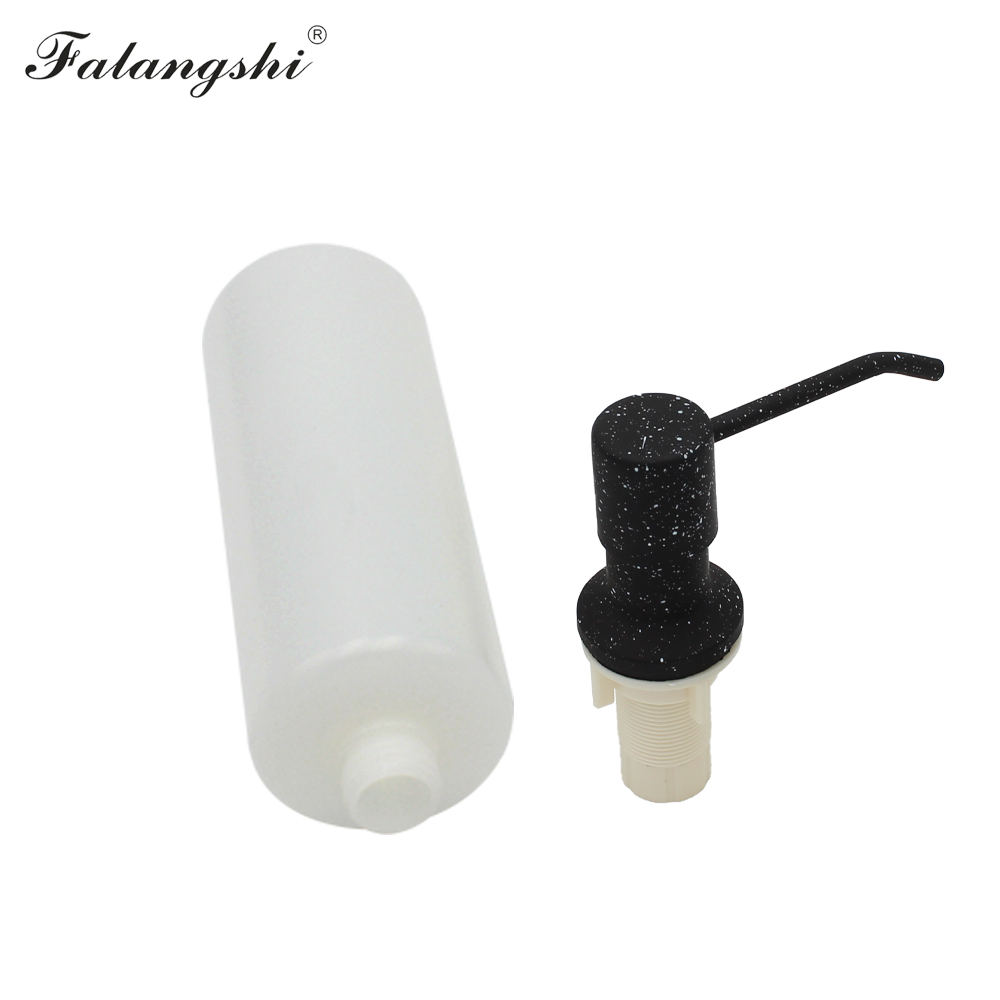 Stainless Steel 400ml Kitchen Sink Pump Soap Dispenser Deck Mounted Chrome/Brush/White/Black Dispenser for Liquid Soap WB8602: Black with dot