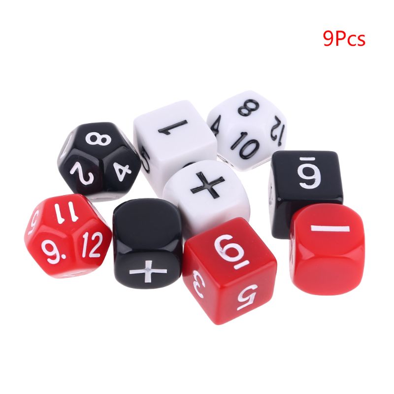 9 stk / sæt tilføjelse subtraktionssymbol terningperler tal matematikundervisning brætspil