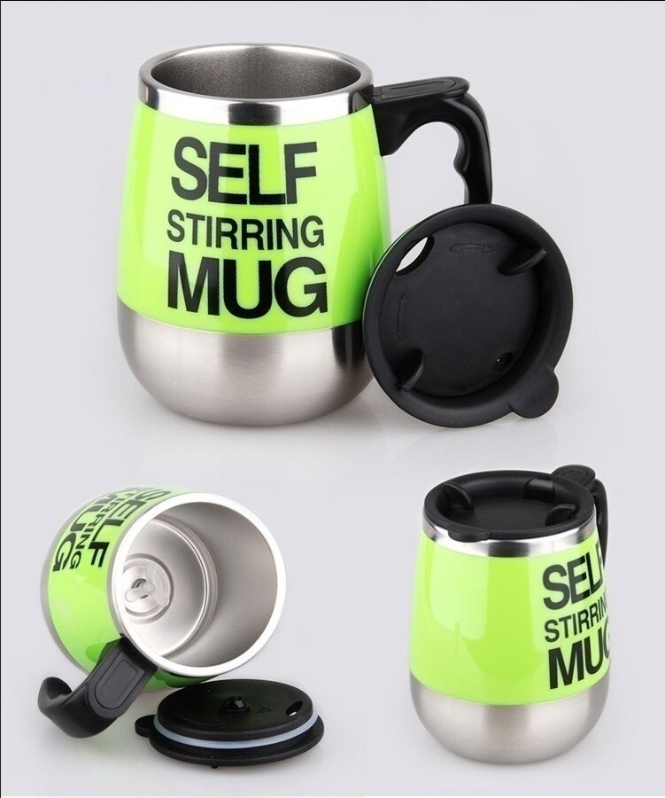 Acero inoxidable perezoso Auto agitador taza Auto mezclado té taza de café Oficina para el hogar