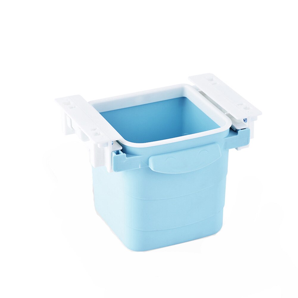 Hidden Retractable Office Desk Home Adhesive Dustbin Trash Can Garbage Waste Bin