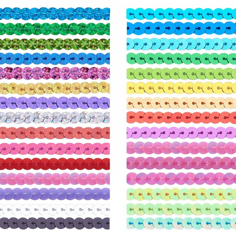 10 yard/lot 6mm diamètre plat rond PVC Paillettes ruban Paillettes couture sur garnitures pour artisanat, femmes vêtements accessoires