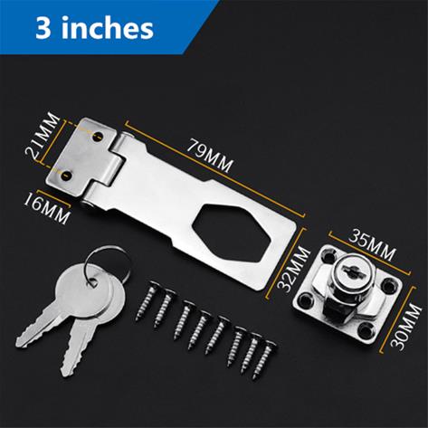 Zinc alloy Plating Self Locking Security Hasp Staple with not universal 2 Keys Lock Shed Cupboard Padlock Door locks: 3 inches