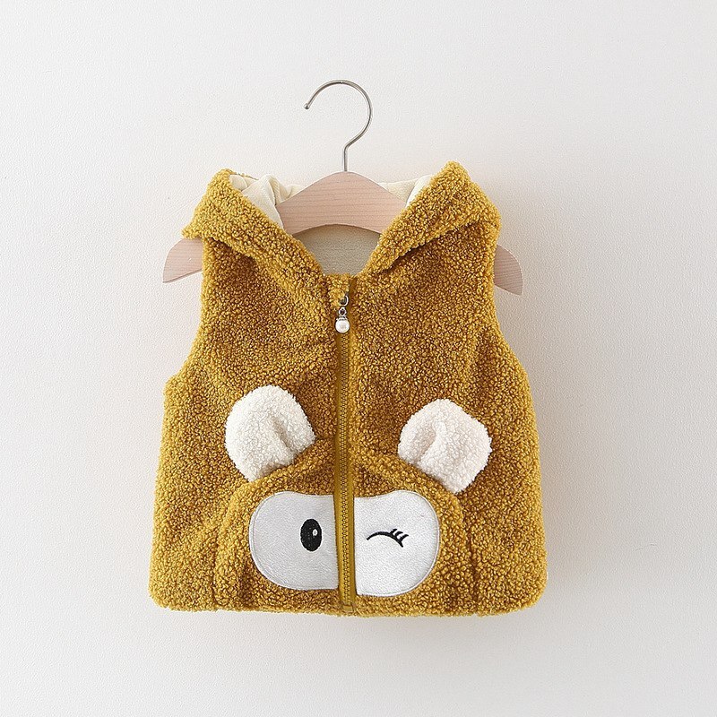 Kids Baby Vest Hooded Winter Spring Cartoon Kidsl Autumn Coats Clothes Winter Vest For Boys Girls Baby Kids Clothing: Yellow / 6-12M