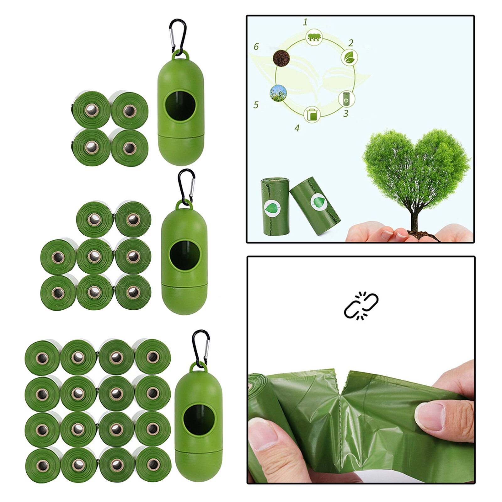 Eco-Friendly Doggy Waste Dog Poop Bags with Dispenser Unscented Pet Poo Bag