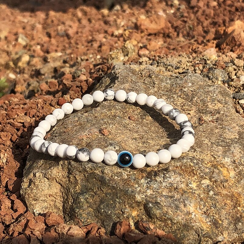Trendy Blue Eye Charm Bracelet For Men Handmade By 4mm Natural Stone Men Bracelet Jewelry Hombre Pulsera
