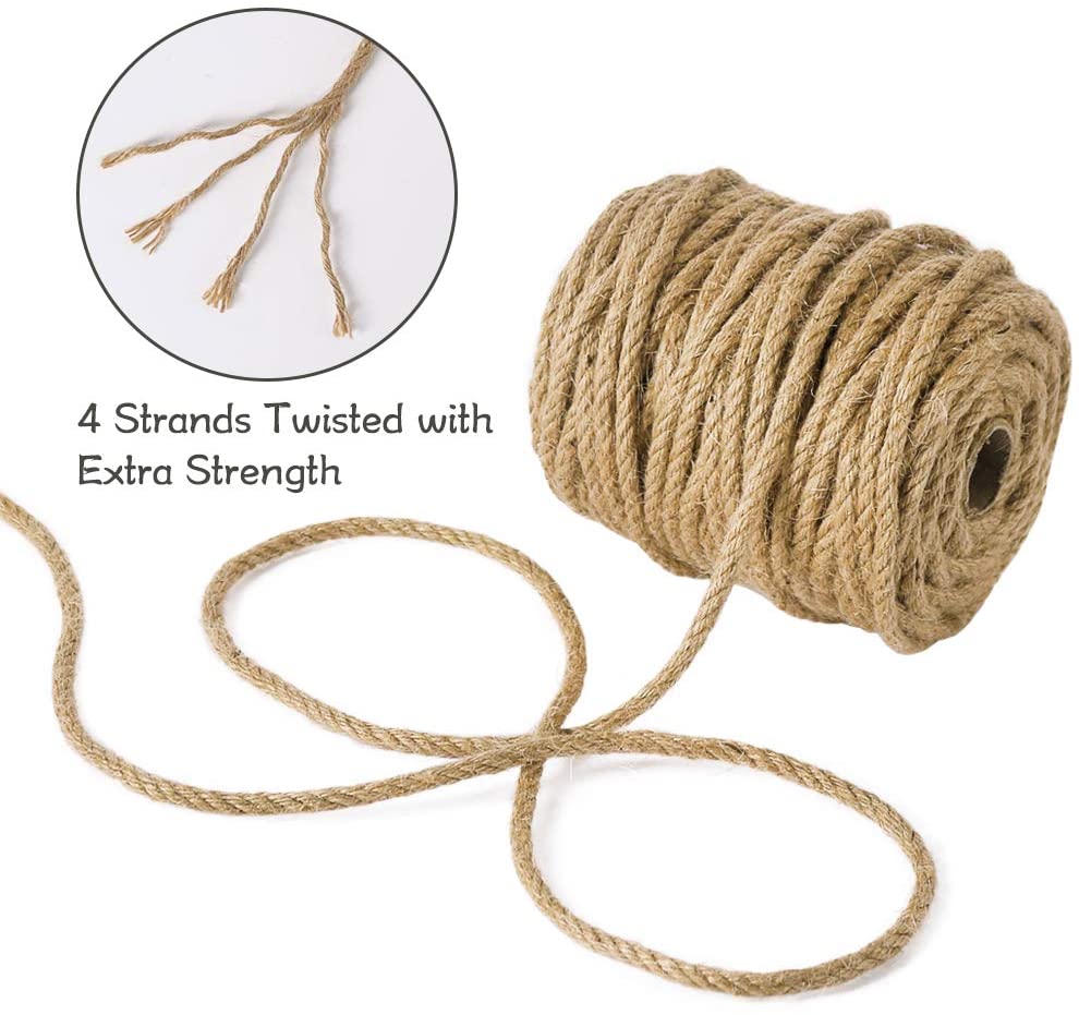 Hilo de Yute Natural de 1-14mm, cuerda de yute Vintage, arpillera para manualidades DIY, envoltura de , decoración de y boda, 1-100M
