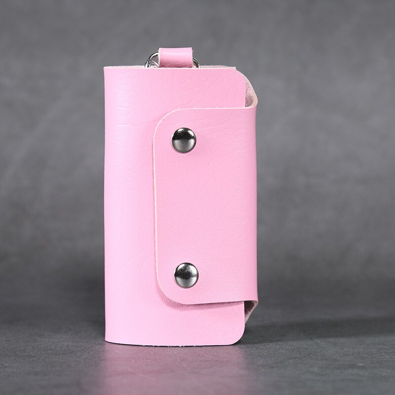 Porte-clefs de voiture unisexe porte-clefs en cuir synthétique polyuréthane porte-clés porte-clés pour femmes hommes organisateur voiture porte-clés femme de ménage couvre sac: Rose