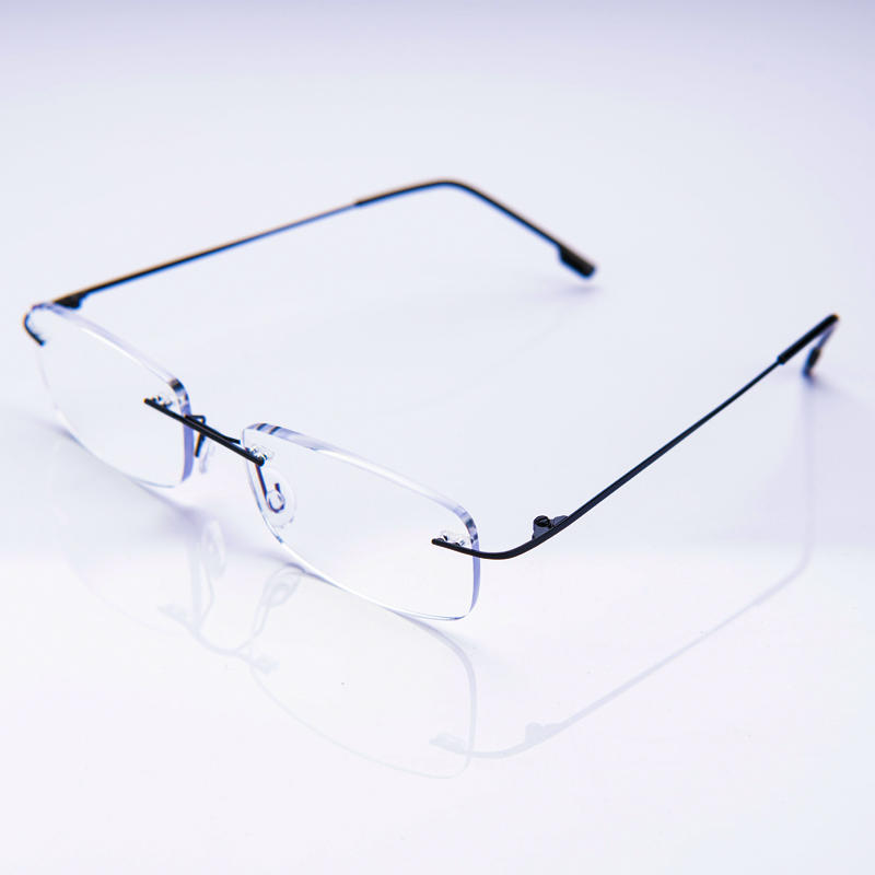 Briller uten innfatning med minne, fleksible, innfatninger, menn og kvinner, blålysblokkerende, styrkebriller, fargerike, blårosa, folkeinnfatninger: Svart / +150