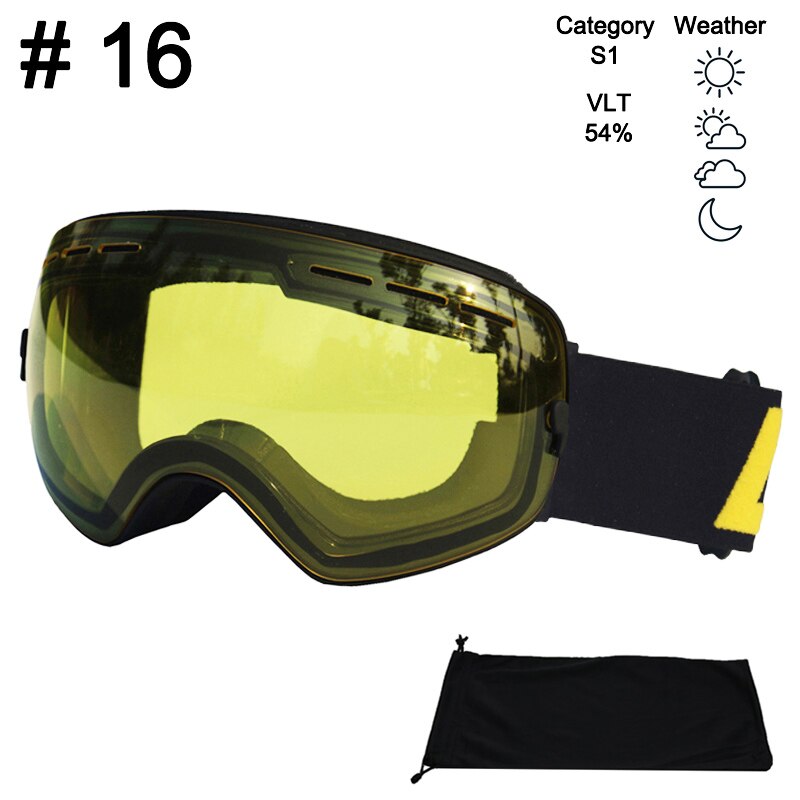 Locle sfæriske skibriller antidugg doble lag  uv400 store skimaske snowboardbriller skibriller briller: Farge 16 glass