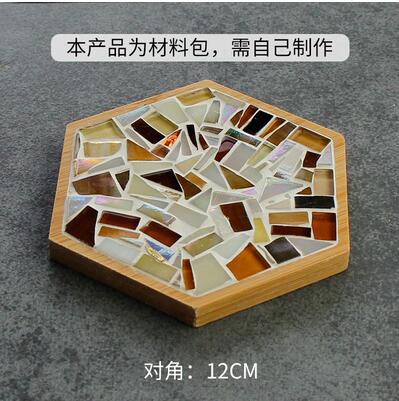 Bambus sekskantet kopunderlag mosaik coaster kopmåtte matematik mosaik gør forældre-barn diy håndværk mosaik værktøjssæt: D