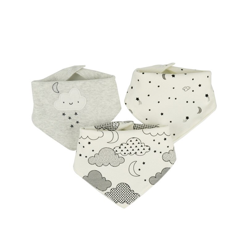 Infant Baby Bibs Cotton Newborns 3 Layers Waterproof 0-24 months 3 pieces/set snaps Bandana for babies Baby Feeding Accessories: 35202