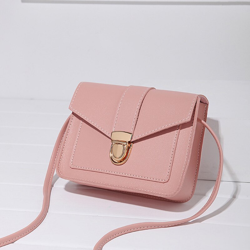Mini Cute Small Chain Girl's Messenger Bag Children Lock Small Crossbody Bag Mini PU Leather Shoulder Messenger Bag: 159-pink