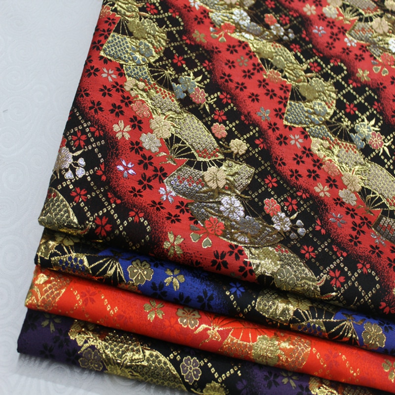 CF70 1 Yard Japanese Style Silk Brocade Jacquard Fabric Kimono Clothing Fabric Korean Style Cushion Cover Fabric DIY Fabric