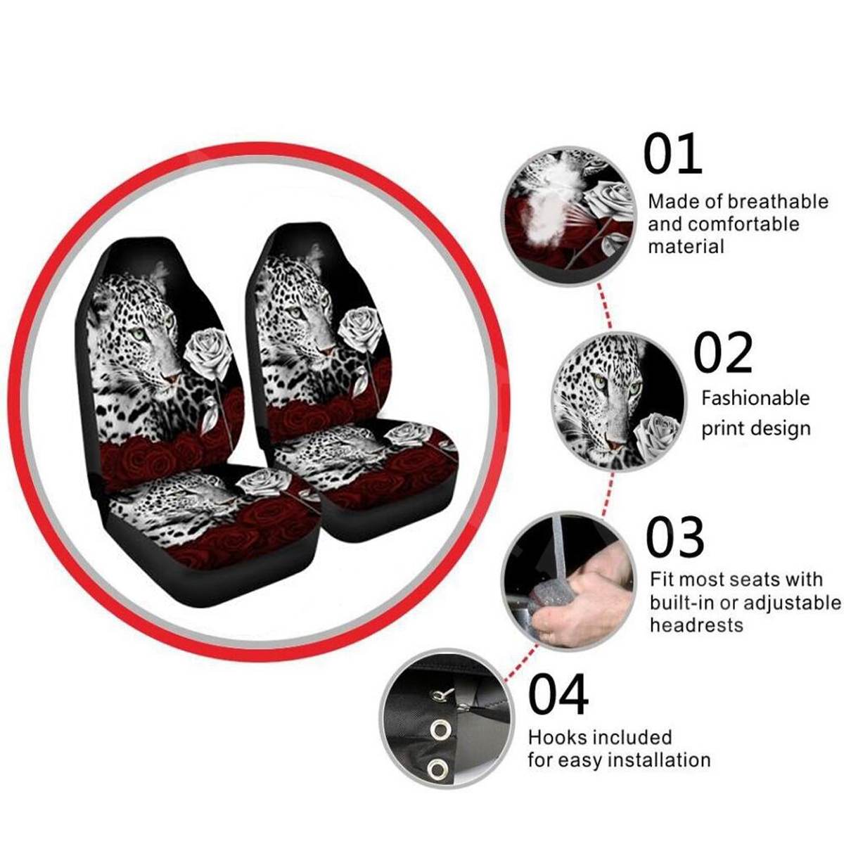 Universal 3D Animal Printing Car Seat Cover for SUV Car Interior Decor Animal Pattern Auto Seat Cover Car Seat Protector