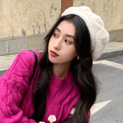 Gorros de estilo coreano harajuku para mujer, boina cálida con personalidad, vintage, kawaii, otoño e invierno,: Blanco