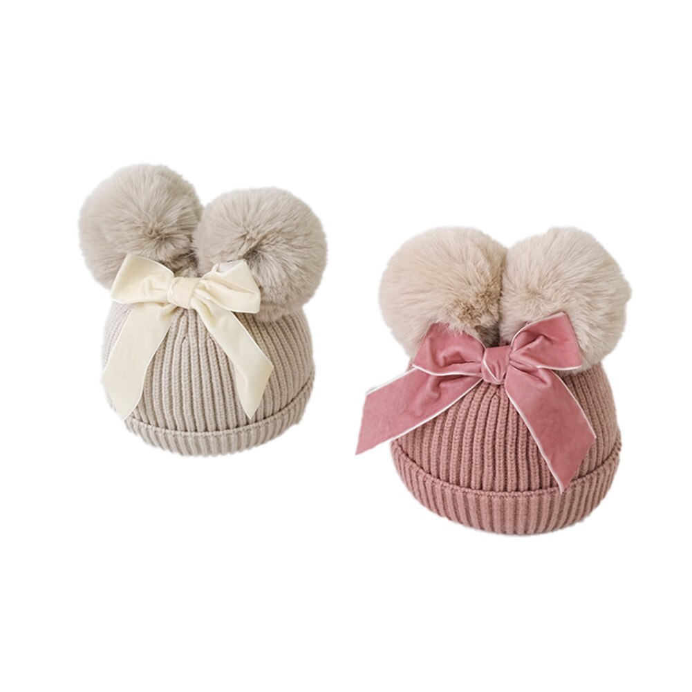 Wintermuts met dubbele pompon, peutermuts, kindermuts met pompon, babymuts met slouchy gebreide muts, wintermuts met pompon
