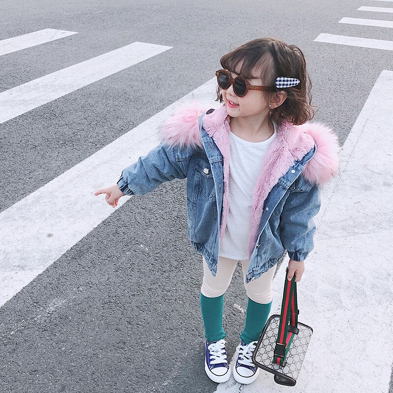 Denim Jas Voor Meisje Peuter Kinderen Herfst & Winter Bovenkleding Mode Outfits Kids Jas Meisje Jassen Kids kleding: Roze / 8