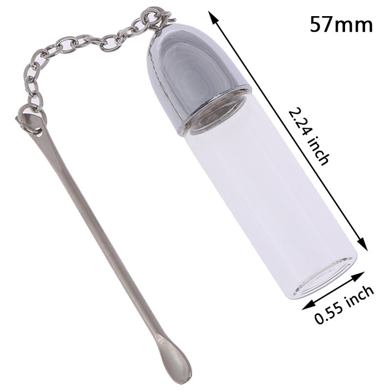 Glas Pil Doos Met Metalen Lepel Geneeskunde Opslag Container Dispenser Pil Case Clear Bruine Kleur 36 Mm/57 Mm/72 Mm