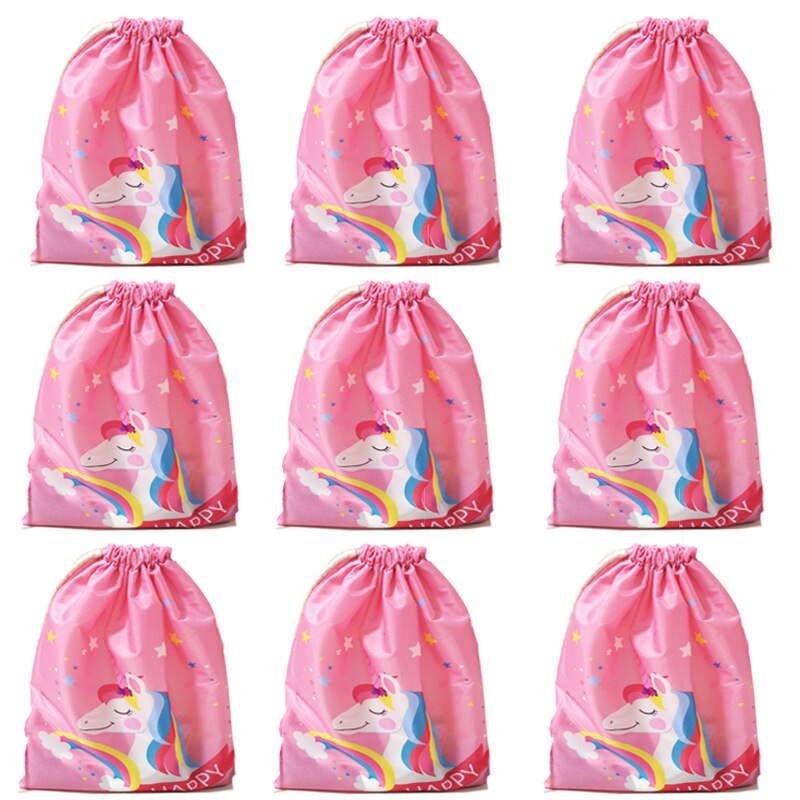 Unicorn Drawstring Pocket Rope-pulling Backpack Girls Cute Bag Polyester Fabric Dancing Horse Bags Pink: 2