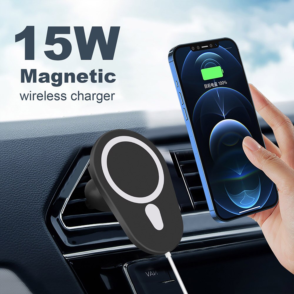 Magnetische Auto Mount Draadloze Charger Stand Voor Iphone 12 Pro Max 12 Mini Air Vent Car Telefoon Houder Voor Magsafe 15W Snel Opladen