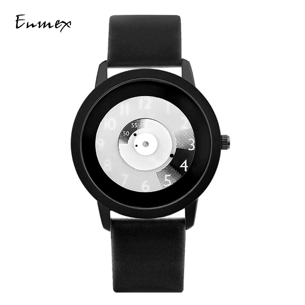 Enmex hit colour band wristwatch focal point special Hidden numbers men casual quartz watch: X3