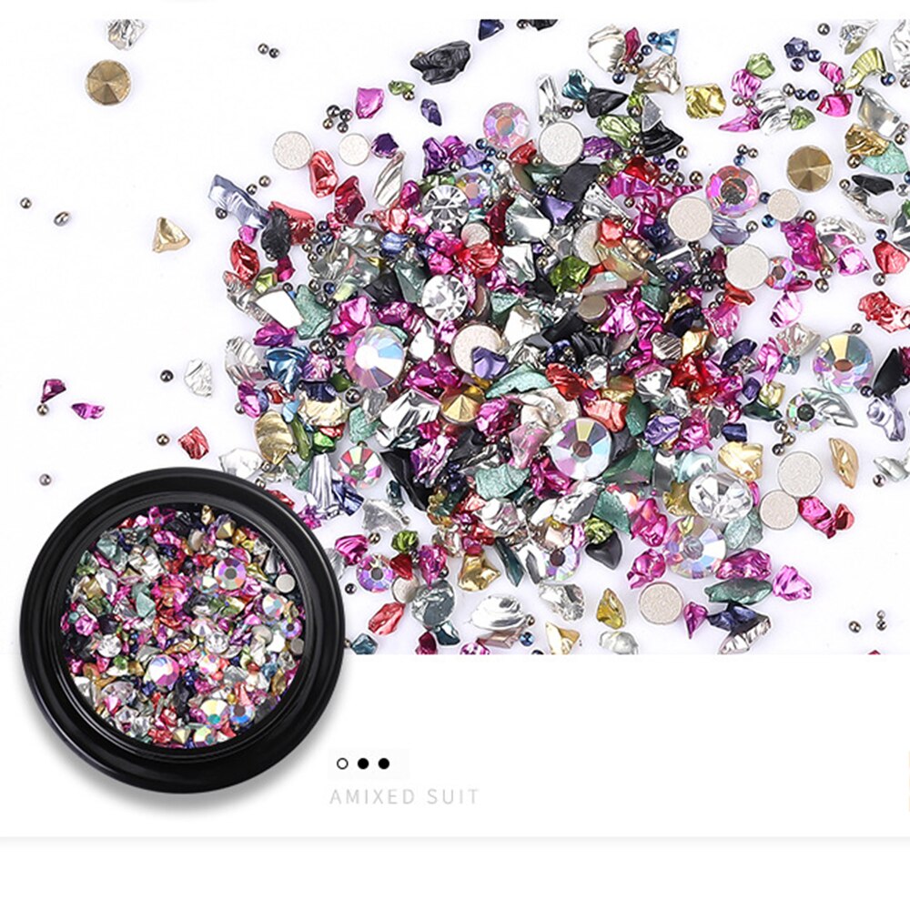 Nail art smykker luksus mine sort mikro bor hybrid sort knækket bor net rød 3d diamant krystal sand negle art dekoration: B -07