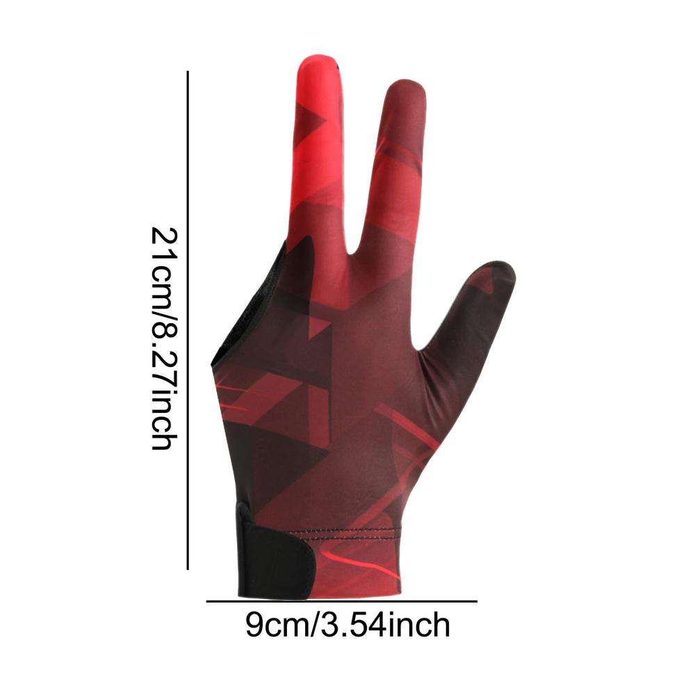 Luvas de bilhar esquerdas, Luvas Snooker Cue, Equipamentos esportivos para iniciantes e profissionais, 3 Fingers Shooters: Vermelho