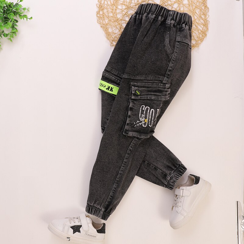 Jeans casual da bambina per ragazzo pantaloni Cargo tasche grandi 5-11 anni pantaloni Streetwear per bambini Denim per bambini Harem Jean