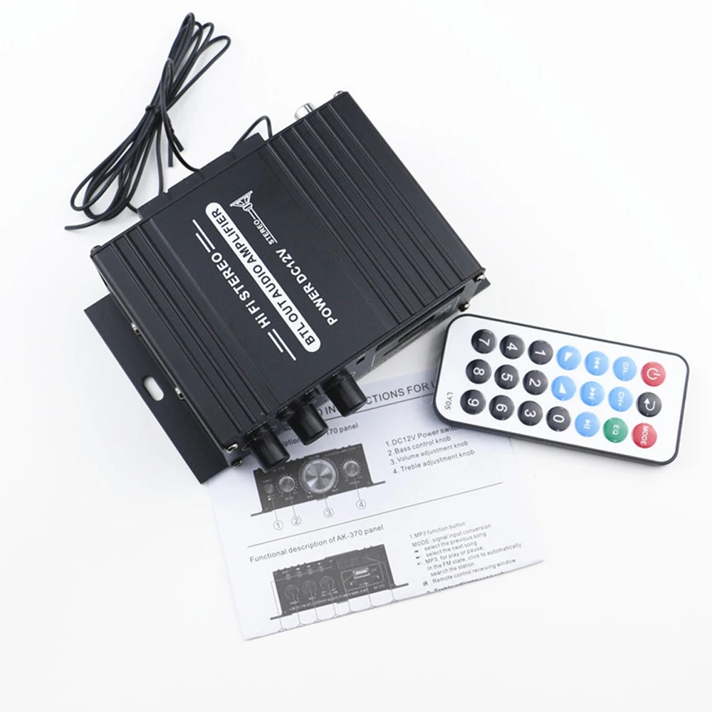 AK370 Bluetooth Verstärker Klang Ampere HIFI 2,0 Kanal Bass und HöHenne Einstellung für RCA SD USB Blitz Antrieb USB Audio- Eingang DC12V