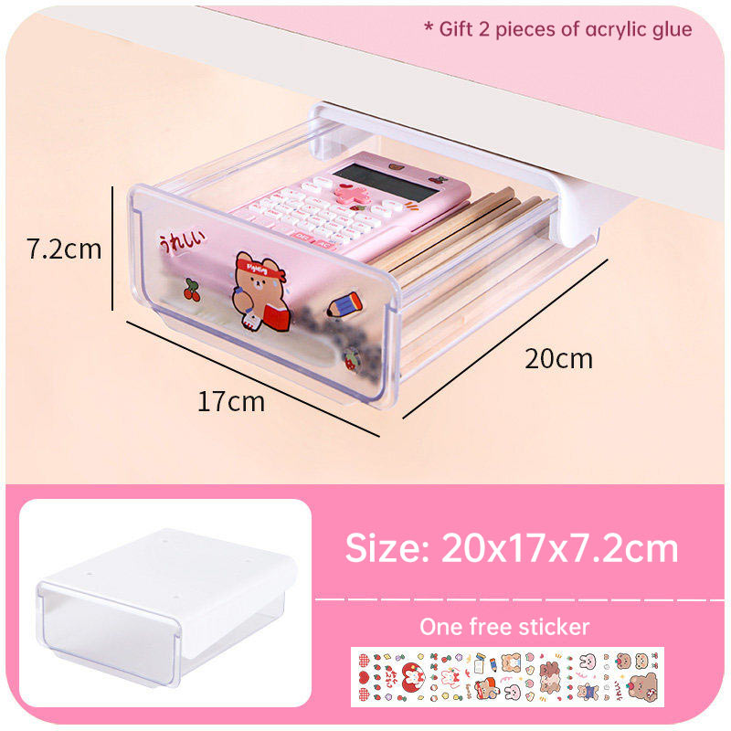 Sotto il cassetto della scrivania organizzatore carino Workstation scrivania magica invisibile sotto la scrivania scaffale adesivo forniture per ufficio cassetto portaoggetti: White-A