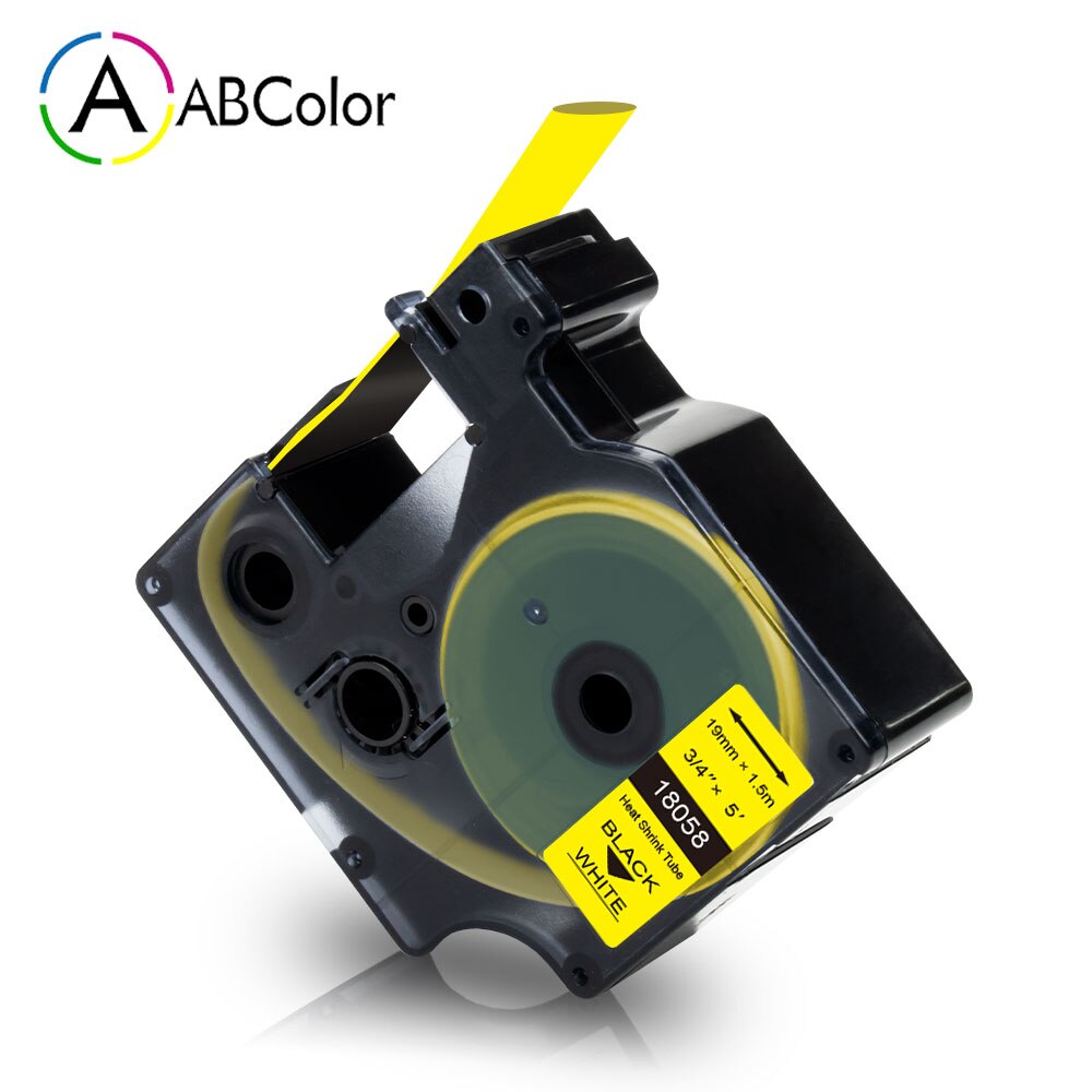 19Mm 18058 Industriële Tape Voor Dymo Rhino Ind Krimpkous Tape 18058 Zwart Op Geel Etiketten Voor Dymo Rhino 4200 5200 Printer