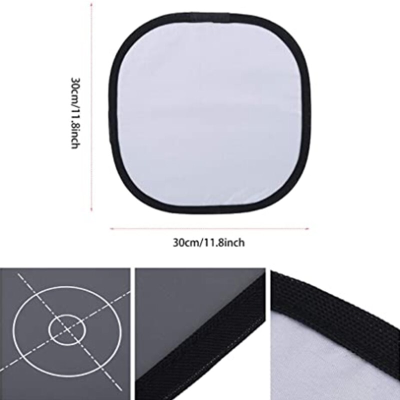 30cm Folding 18% Grey White Balance Reference Card White Balance Focus Board Reference Reflector Focus Plate Reflector Accessory