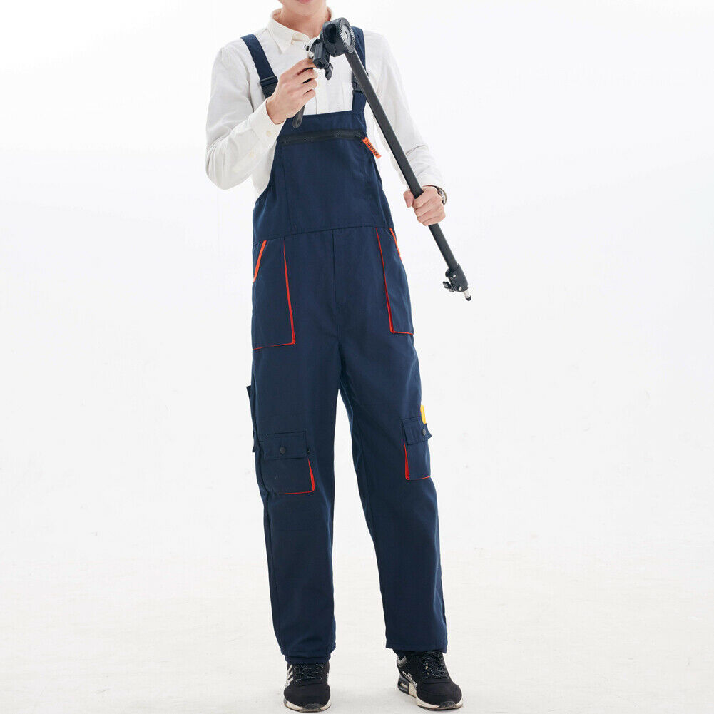 Men Women Bib Overalls Work Clothing Protective Coverall Repairman Strap Jumpsuits Work Uniforms Sleeveless Coveralls: Blue / XXXL