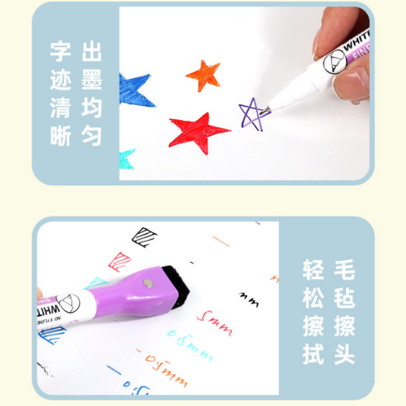 8 kleuren 0,5 mm magnetische droog uitwisbare markers whiteboard markeerstift kantoor school wit bord briefpapier extra fijne punt gekleurde pennen