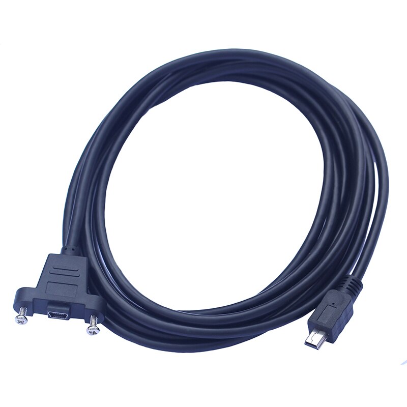 5 M Mini USB B 5pin Extension Cable Male To Female With Screw Lock Panel Mount Screws