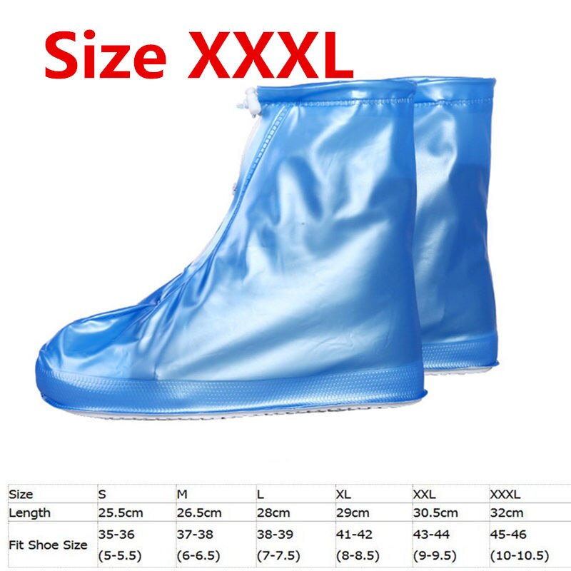 Heels Height Fishing Waders Boots Cover Rain Waterproof Flat Ankle Boots Cover Thicker Non-slip Platform Rain Boots: Blue-XXXL