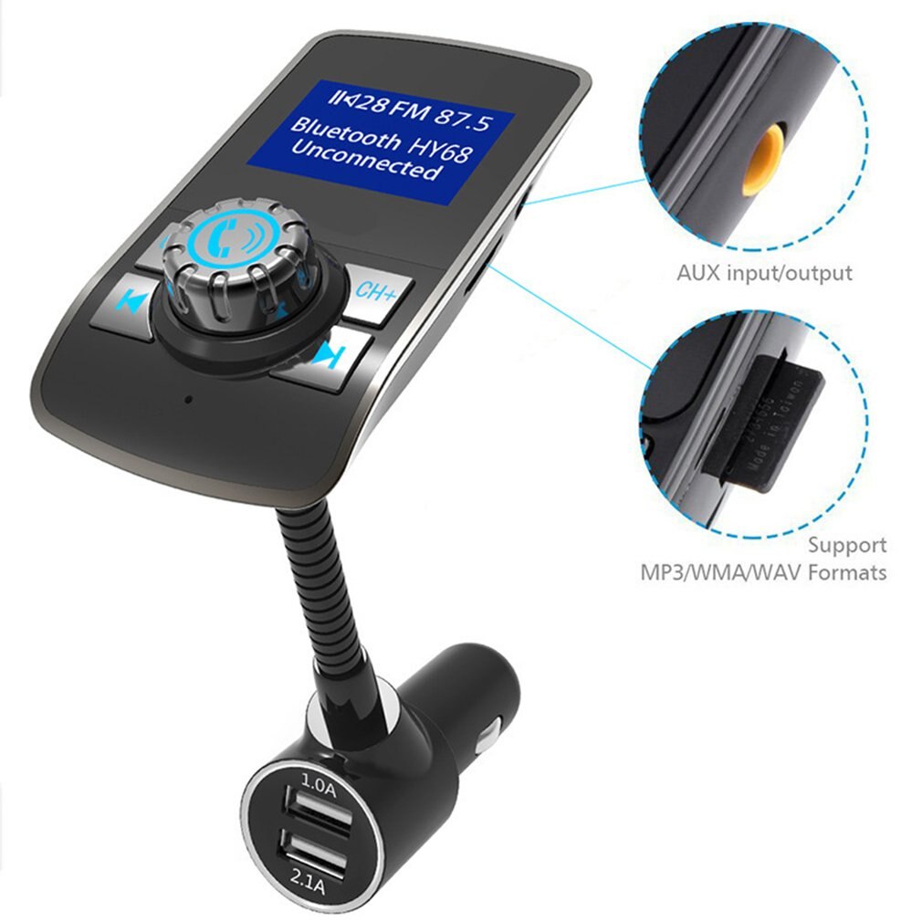 U Disk Music Player Bluetooth Receiver Fm Transmitter Fast Charge Car Charger Car Mp3 Color Large Screen 1.44 Inch Speakerphone