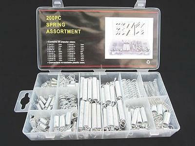 200 Pcs Spring Assortment Kit Compression & Extension Carburator Flat Hoop Set