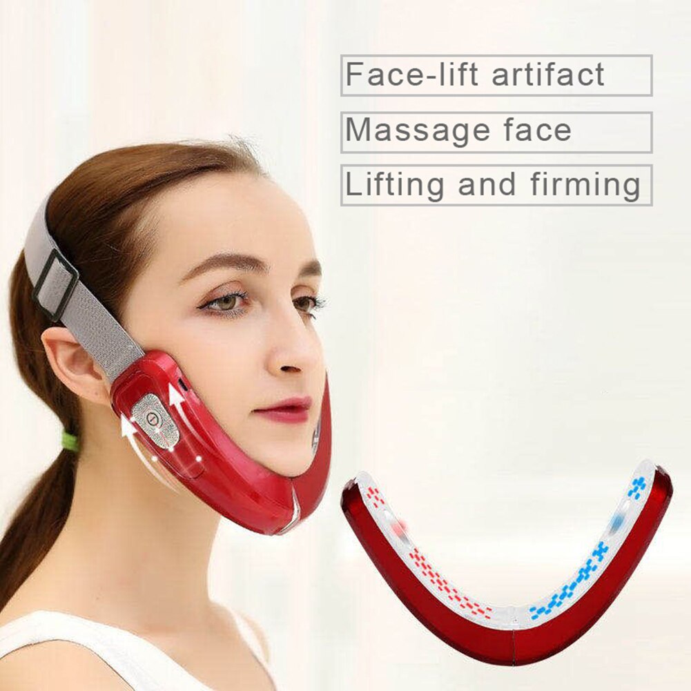 Face chin v-line lift up belt fjernstyret fotonterapi ansigtsløftning ems facial slankende v-face plejeapparat